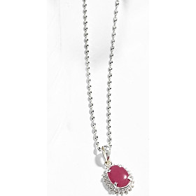 Dây Chuyền Mặt Đá Ruby Oval Bọc Bạc Ngọc Quý Gemstones