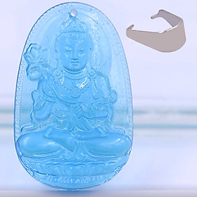 [Tuổi Ngọ] Mặt Dây Chuyền Phật Đại Thế Chí Bồ Tát Đá Pha Lê Xanh Lam Size Nhỏ 3.6cm - Tặng Kèm Móc Inox - Phong Thủy 868 - May Mắn - Bình An