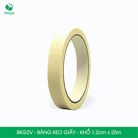 BKG2V - Block 24 cuộn băng keo giấy khổ 1.2cm x 25m - Băng dính giấy viết được, chặn màu sơn