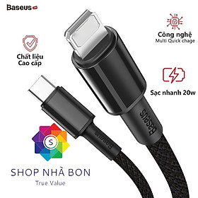 Cáp sạc nhanh Type C to IP 20W Baseus High Density Braided dùng cho iPhone 12/11/XS Max Series- Hàng nhập khẩu