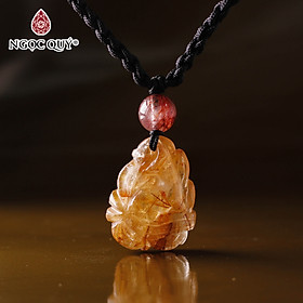 Mặt dây chuyền hồ ly thạch anh tóc cam 25x19mm mệnh hỏa, thổ - Ngọc Quý Gemstones
