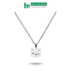 Dây Chuyền, Vòng Cổ Trẻ Em Bạc Ta Hình Mặt Gấu Béo Có Khắc Chữ Theo Yêu Cầu Bạc Hiểu Minh DTE069