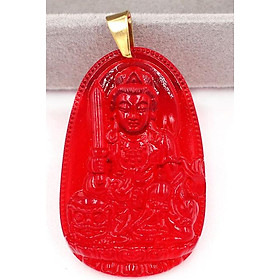 Dây chuyền mặt Văn Thù Bồ Tát Pha Lê Đỏ size nhỏ 3cm - phật bản mệnh tuổi Mão