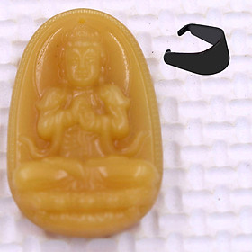 [Tuổi Mùi, Thân] Mặt Dây Chuyền Phật Đại Nhật Như Lai Đá Thạch Anh Vàng Size Nhỏ 3.6cm & Size Lớn 4.3cm - Tặng Kèm Móc Inox - Phong Thủy 868 - May Mắn - Bình An