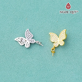 Charm bạc hình bươm bướm treo có khoen đính đá làm bông tai, mặt dây chuyền - Ngọc Quý Gemstones