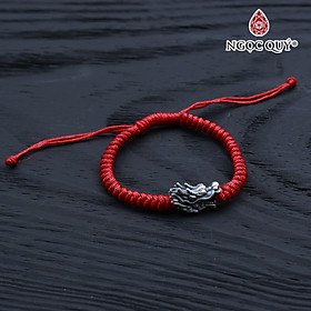Vòng tay thắt dây đỏ phối đầu rồng bạc - Ngọc Quý Gemstones