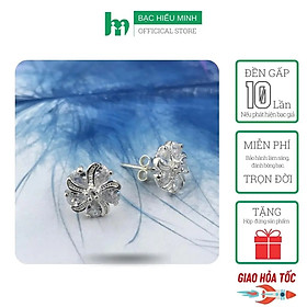 Bông Tai Khuyên Tai Bạc 925 Hoa Mai Đính Đá  Trang Nhã Tinh Tế BẠC HIỂU MINH HT347