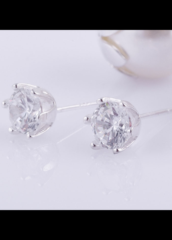 Bông tai nữ trang sức bạc Ý S925 Bạc Xinh Huệ Ngân- Hoa đá RYE140799