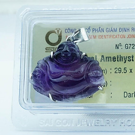 Mặt Dây Chuyền Phật Di Lặc Thạch Anh Tím Amethyst Tự Nhiên Kiểm Định