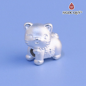Charm xỏ ngang hình chú mèo may mắn  - Ngọc Quý Gemstones