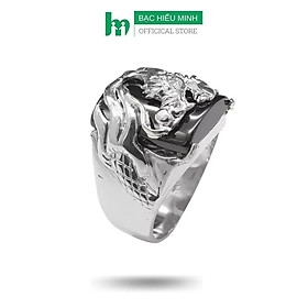 Nhẫn Nam Bạc Hiểu Minh NA361S - Rồng Ôm Ngọc Đen - Bảo Hành Vĩnh Viễn ( Hàng Chính Hãng )