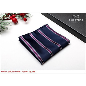 Khăn Cài Túi Áo Vest - Pocket Square - Phụ Kiện Cài Áo kẻ xanh tím( kèm ảnh minh họa)