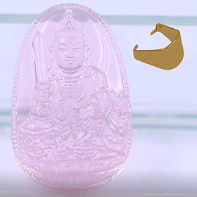[Tuổi Mão] Mặt Dây Chuyền Phật Văn Thù Bồ Tát Đá Pha Lê Hồng Size Nhỏ 3.6cm & Size Lớn 5cm - Tặng Kèm Móc Inox - Phong Thủy 868 - May Mắn - Bình An