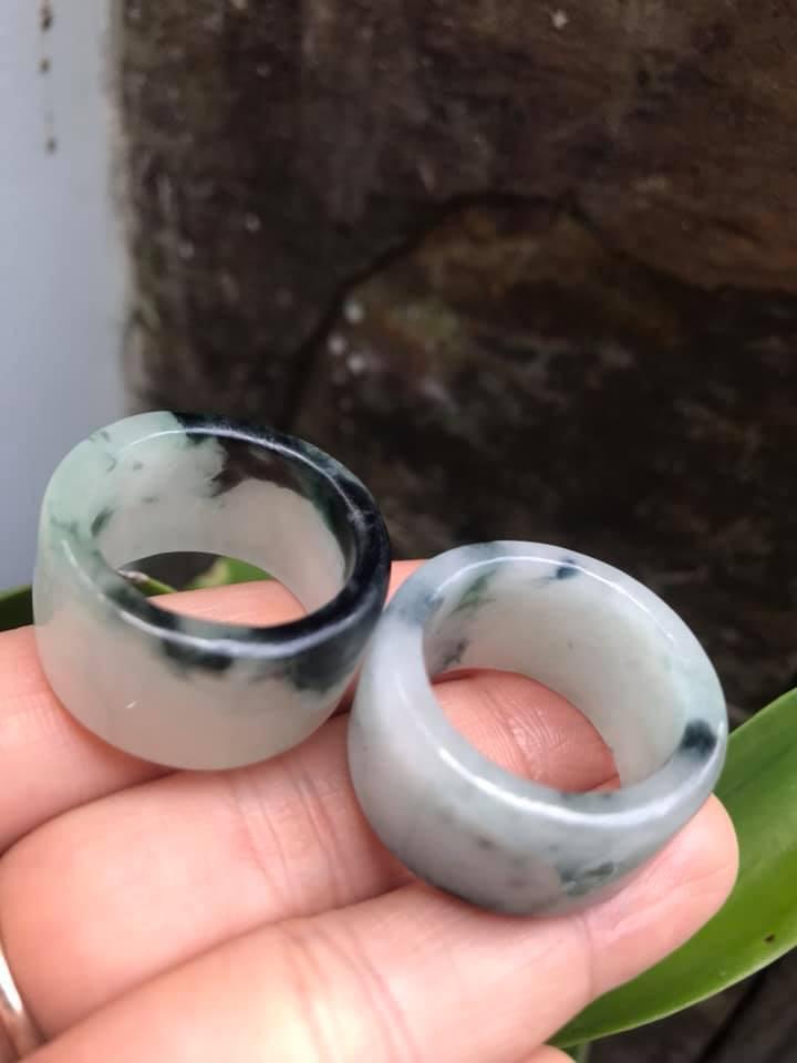 NHẪN CẨM THẠCH TỰ NHIÊN MÀU TRẮNG XANH BẢN CAO NI 20