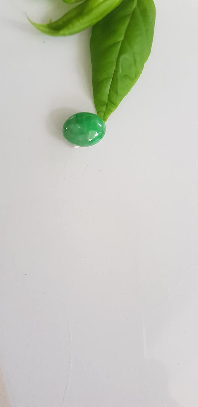 Mặt Nhẫn Oval Xanh Nhỏ đẹp đá cẩm thạch Size hạt Dài 12mm x Ngang 9mm x Cao 3mm bóng đẹp Nữ bọc vàng lên đeo đẹp ạ