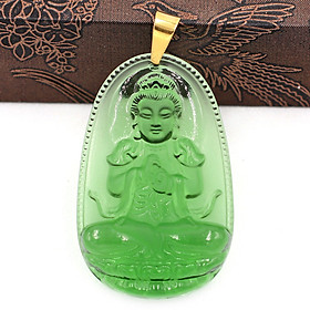 Mặt phật Như Lai Đại Nhật thủy tinh xanh lá size nhỏ 3.6cm - phật bản mệnh tuổi Mùi, Thân