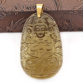 Mặt dây chuyền Phật Thiên Thủ Thiên Nhãn đá Obsidian size nhỏ 3.6cm MPOB8 - phật bản mệnh tuổi Tý