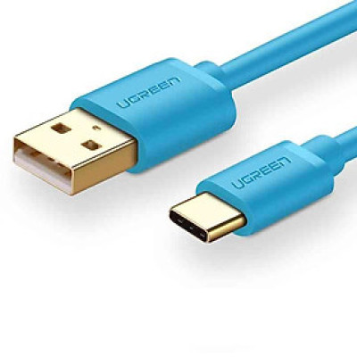 Ugreen 10655 Cáp sạc dài 1m màu xanh dương từ USB Type C ra USB 2.0 A Male 24k Gold Plated US141 Hàng chính hãng
