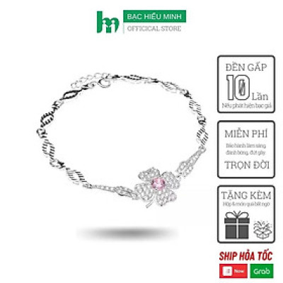 Lắc Tay Nữ Bạc Hiểu Minh LTU329P cỏ 4 lá
