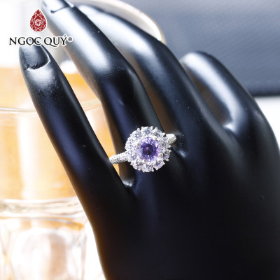 Nhẫn bạc nữ đá thạch anh tím mệnh hỏa. thổ - Ngọc Quý Gemstones