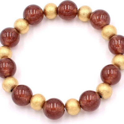 Chuỗi tay đá vân rồng nâu 10 ly VVRNHVT1 - hợp mệnh Kim, mệnh Thổ