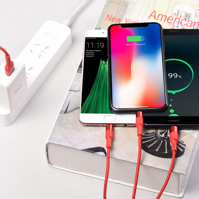 Cáp sạc nhanh 2A Hoco X26 kết nối Type-C/Micro/iPhone dây tròn tiện lợi dài 100CM cho Smartphone ( 3 màu ) - Hàng chính hãng