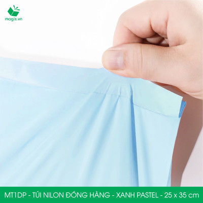 MT1DP - 25x35 cm  - Túi nilon gói hàng - 300 túi niêm phong đóng hàng màu xanh pastel
