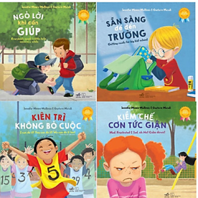 Combo 4Q Sách Kĩ Năng Song Ngữ : Sẵn Sàng Để Đến Trường + Ngỏ Lời Khi Cần Giúp + Kiềm Chế Cơn Tức Giận + Kiên Trì Không Bỏ Cuộc