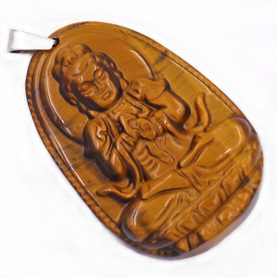 [Tuổi Mùi, Thân] Mặt Dây Chuyền Phật Đại Nhật Như Lai Đá Mắt Hổ Size Nhỏ 3.6cm & Size Lớn 5cm - Tặng Kèm Móc Inox - Phong Thủy 868 - May Mắn - Bình An