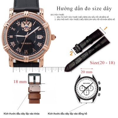 Dây Đồng Hồ Da Bò Italy Cao Cấp Màu Đen Size 15/17/19/21/23/25mm - Dây Da Đồng Hồ Da Bò Thật 100%, Bảo Hành 12T 