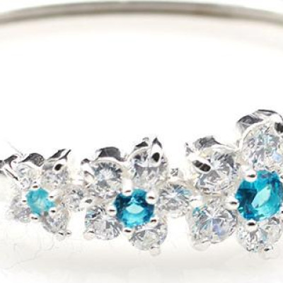 Lắc Tay Nữ Bạc Hiểu Minh305 dạng kiềng đá xanh da trời