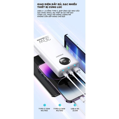 Pin dự phòng PISEN  Pin dự phòng PISEN  TS-D337 QUICK Power Cube 20000mAh, công suất 30W sạc nhanh hai chiều - Hàng chính hãng QUICK Power Cube 20000mAh, công suất 30W sạc nhanh hai chiều - Hàng chính hãng