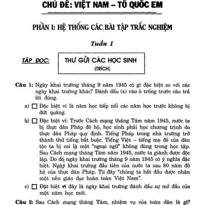 Câu Hỏi Và Bài Tập Trắc Nghiệm Tiếng Việt Lớp 5 Tập 1