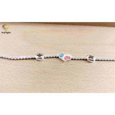 Lắc tay bạc 925 Huệ Ngân - Trái Tim Thủy Chung X16