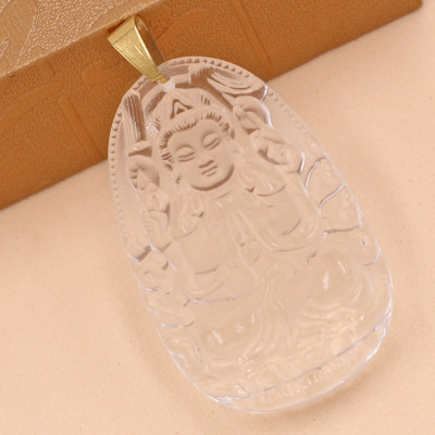 Mặt dây chuyền phật Thiên Thủ Thiên Nhãn thủy tinh trong 3.6cm MFBTT8 - phật bản mệnh tuổi Tý - Mặt size nhỏ