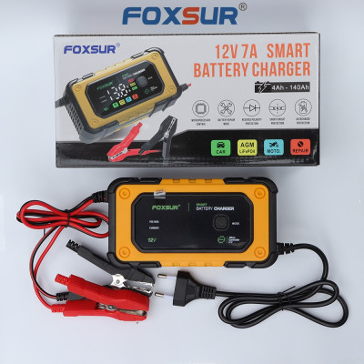ạc bình ắc quy Foxsur 7A 12V(4Ah - 140Ah)sạc cho cả pin LiFePO4 tự ngắt khử sunfat chống ngược cực chống chập