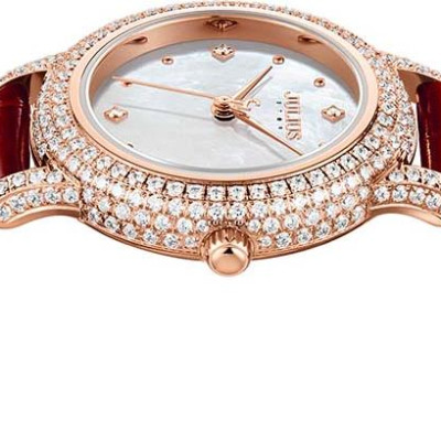Đồng Hồ Nữ JS-044B Kính Sapphire Julius Hàn Quốc Dây Da (Đỏ)