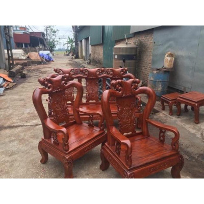 Bộ ghế quốc đào gỗ lim tay 10