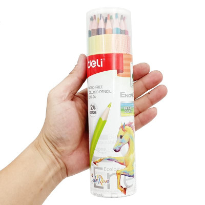 Hộp Tròn 24 Bút Chì Màu Deli EC112-24