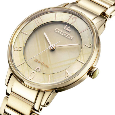 Đồng Hồ Nữ Citizen Dây Thép Không Gỉ EM0523-86P - Mặt Vàng