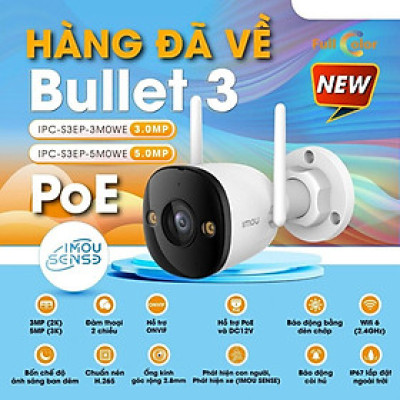 Camera Wifi Ngoài Trời IMOU Bullet 3/ 3C (S3EP/ S3DP) Đàm Thoại 2 Chiều - TRANGIATELECOM Hàng chính hãƞg Hàng nhập khẩu