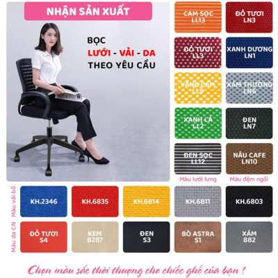 Ghế xoay văn phòng lưng cao bọc da SMLIFE Leonard