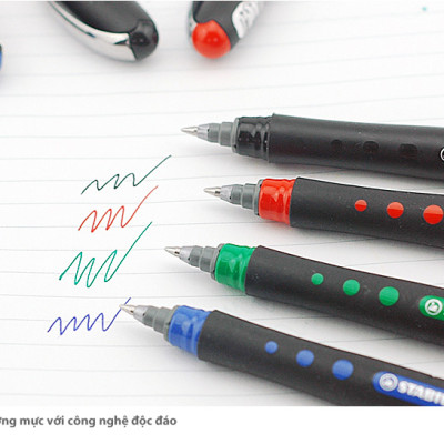 Bộ 2 Bút bi ký STABILO bl@ck+ M/F đỏ (BLKR-C2) - Đỏ