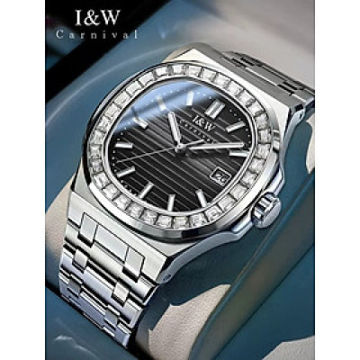 Đồng hồ nam chính hãng IW CARNIVAL IW721G-3 Kính sapphire ,chống xước ,Chống nước 50m ,Bảo hành 24 tháng,Máy cơ (Automatic),dây kim loại thép không gỉ 316L, mặt xanh thiết kế đơn giản dễ đeo 