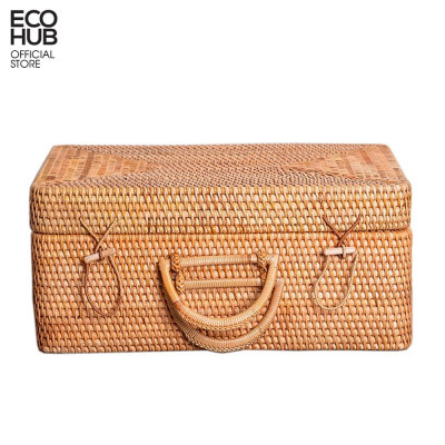 Giỏ đựng đồ ECOHUB bằng mây có tay cầm du lịch, đựng đồ dã ngoại E00197