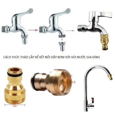 Bộ dây vòi xịt nước rửa xe, tưới cây . tăng áp 3 lần, loại 7m, 10m 206701-3 đầu đồng, cút,nối vàng+ tặng mở chai