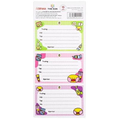 Nhãn Vở Cô Tiên Xanh - 3 Ô - The Sun (15 Nhãn Vở)