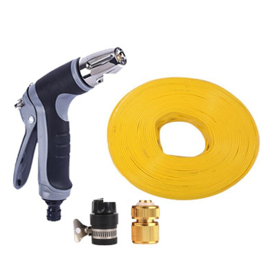 Bộ dây và vòi xịt  tăng áp rửa xe tưới cây 15M (cút đồng nối nhựa đen) 206817
