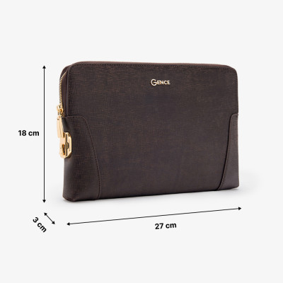 Clutch Cầm Tay Nam Da Bò Saffiano Chà Nâu CK11
