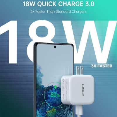 Adapter Củ Sạc 38W CHOETECH PD5002 USB-A Quick Charge 3.0, USB Type C PD 20W - Hàng Chính Hãng